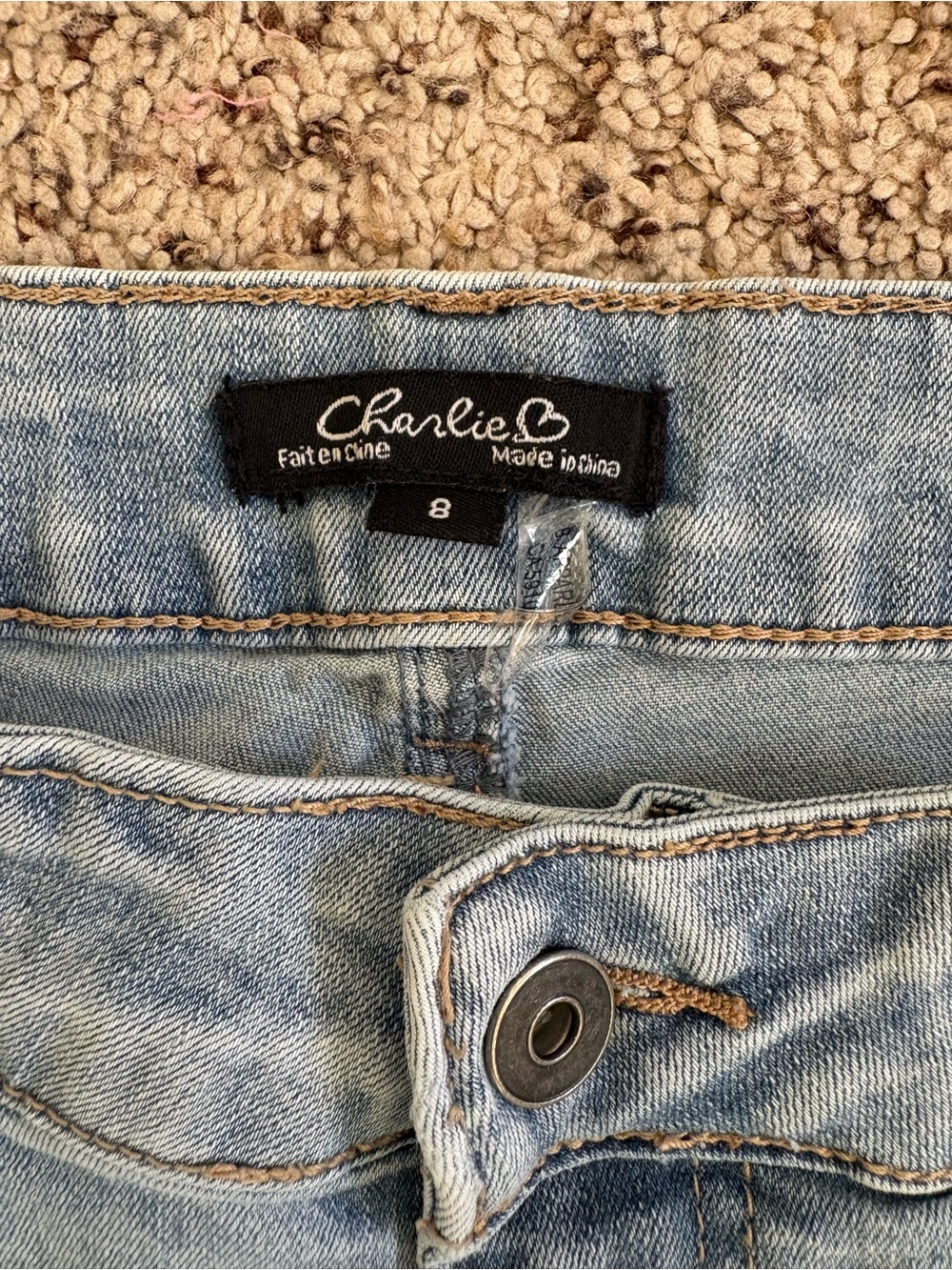 Charlie B Light Wash Embroidered Hem Women's Jeans - Picture 2 of 3